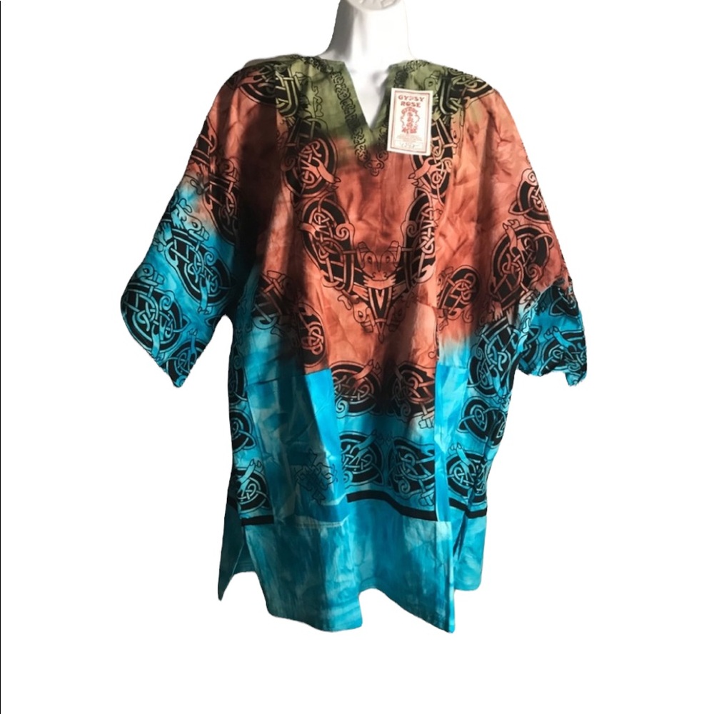 NWT. Dashiki Blouse ONESIZE.  4247. CL/GR